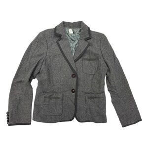 VTG J. Crew Blazer Y2K Dark Academia Equestrian Preppy Schoolboy Gray Wool Sz 14